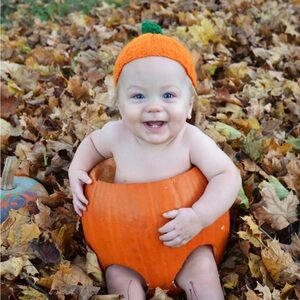 Baby hat pumpkin fall autumn